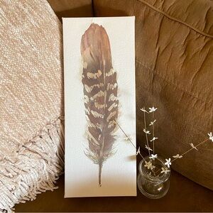 Feather on Soft Watercolor Paper Canvas
